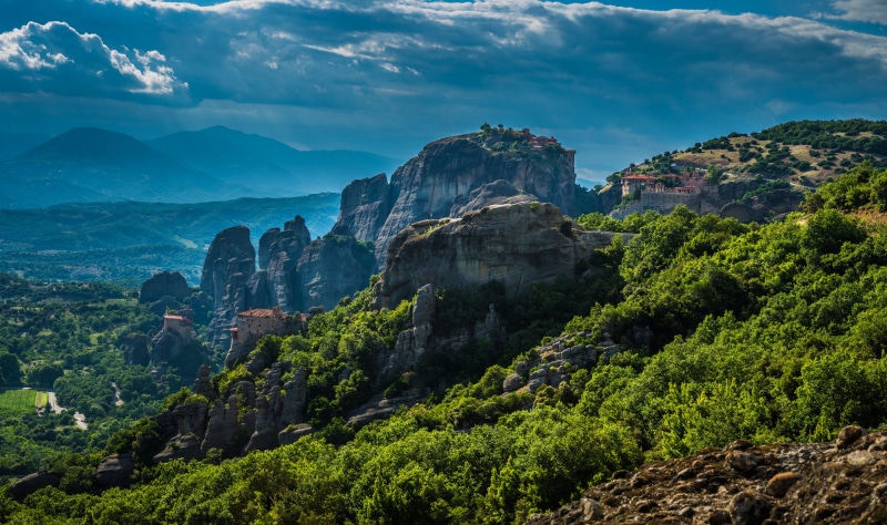 Meteora Greece Mountains Scenery Crag