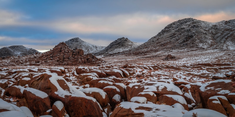 Alabama Hills Mountains with Snow Panorama