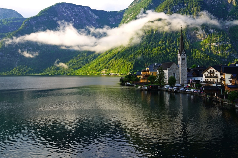 Hallstatt Village with Lake and Mountains, Austria