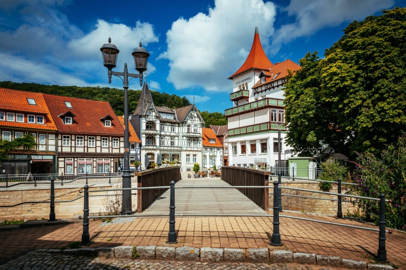 Bridge and historic buildings in Bad Salzdetfurth, Germany