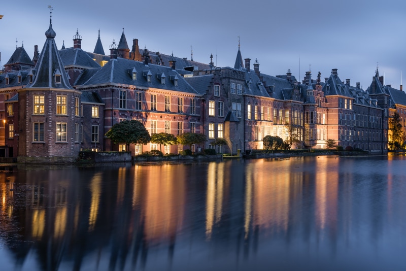 The Hague Hofvijver Pond Netherlands at Dusk