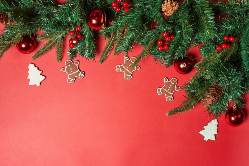 Christmas Garland with Ornaments and Cookies