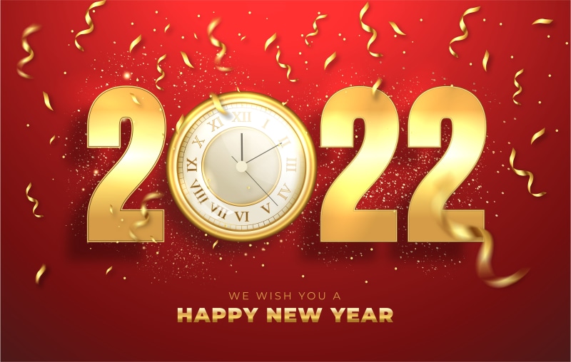 Happy New Year 2022 Clock Confetti