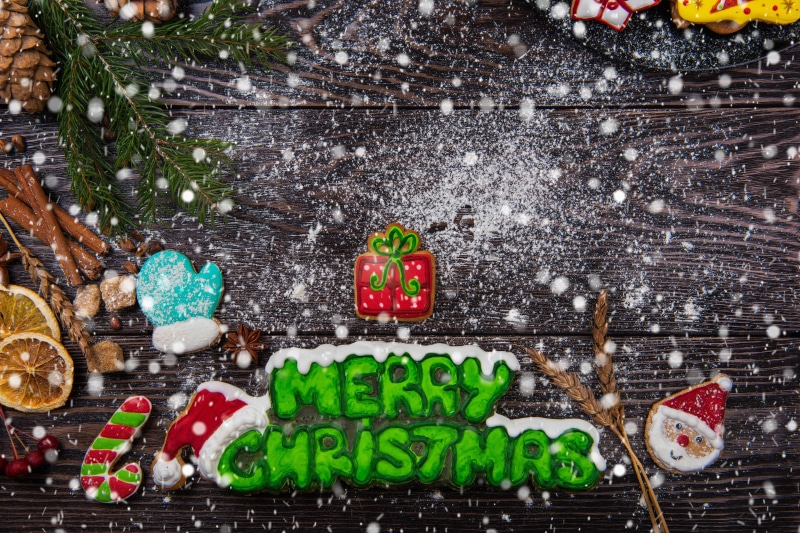Christmas Cookies with "Merry Christmas" Text