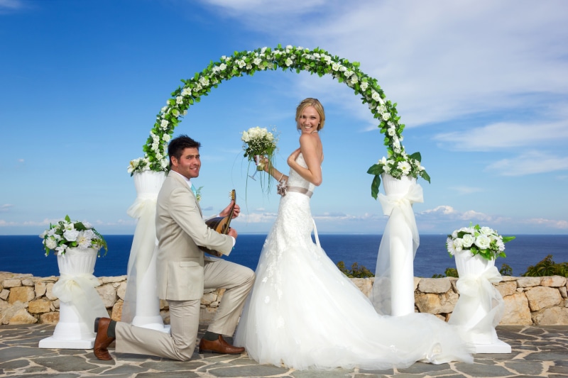 Bride and Groom at Outdoor Wedding Ceremony