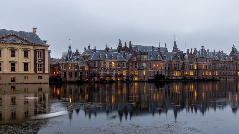 The Hague Hofvijver Netherlands Houses Reflection