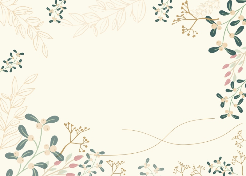 Floral Branches and Berries Greeting Card Template