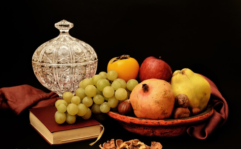 Still-life with Grapes, Pomegranate, and Crystal Jug