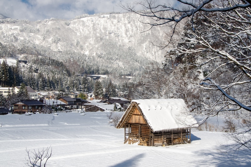 Shirakawa-Go Village in Winter Snow, Japan