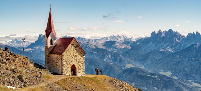 Santa Croce di Lazfons Church in Dolomites, Italy