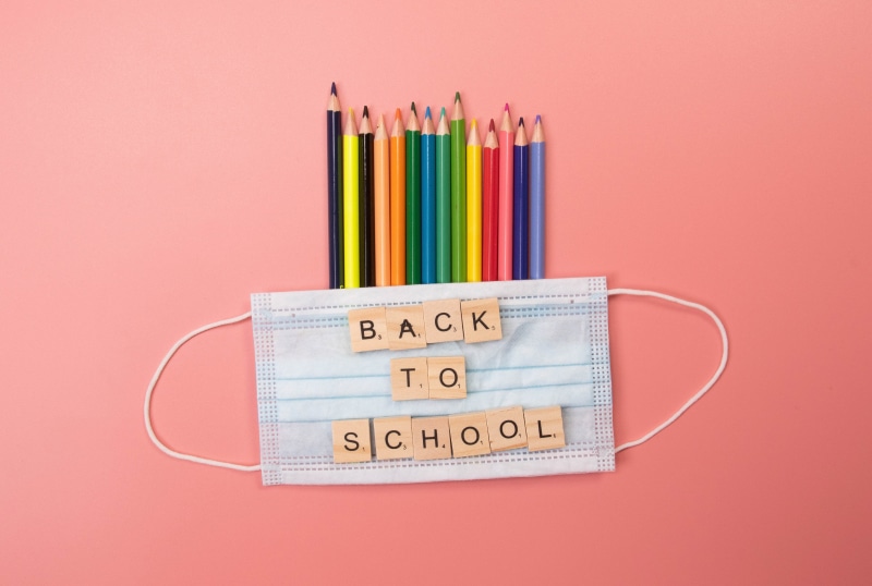 Back to School with Face Mask and Pencils