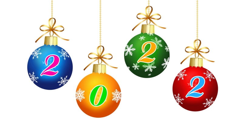 Christmas ornaments with numbers 2020