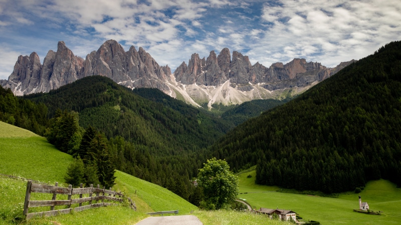 Odle Group Mountains in Dolomites, Italy