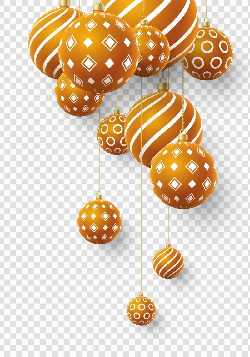 Orange Christmas ornaments with white patterns