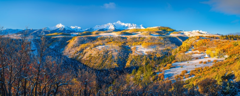 Wilson Peak Panorama in Autumn with Snow