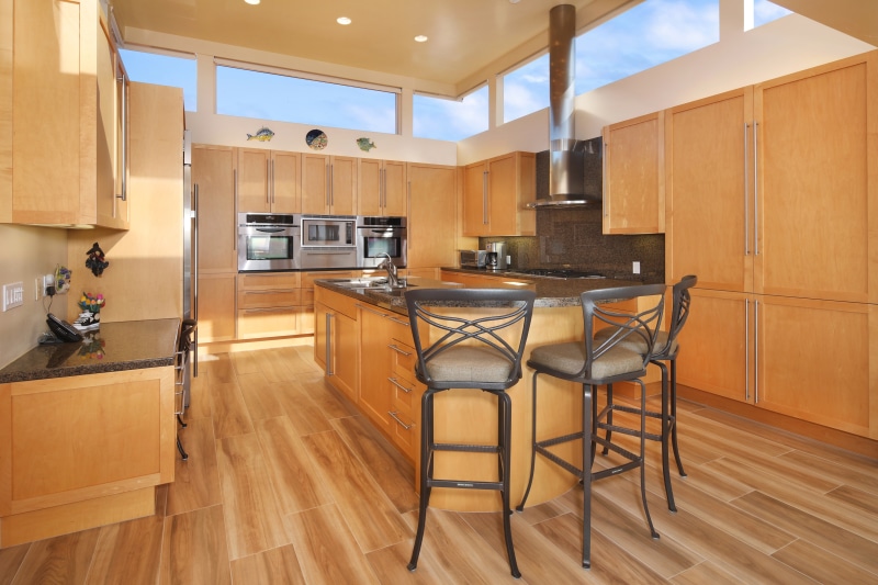 Modern kitchen with island and bar stools
