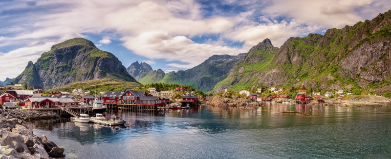 Norway Lofoten Mountains Panorama