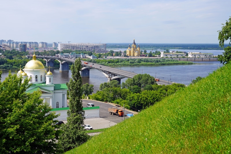 Nizhny Novgorod, Russia: River, Bridges, and Churches