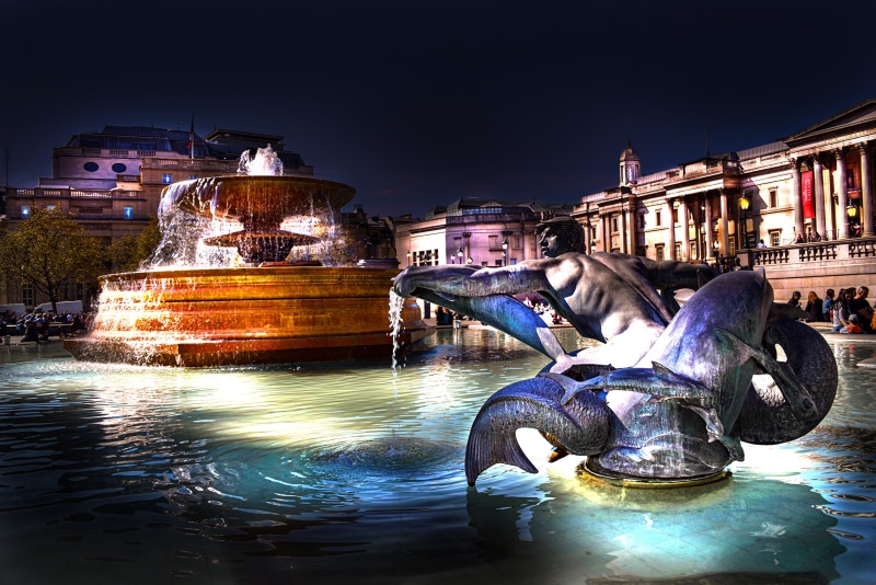 Trafalgar Square Fountain in London, England