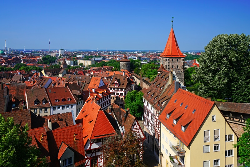 Nuremberg Old Town Rooftops from Above