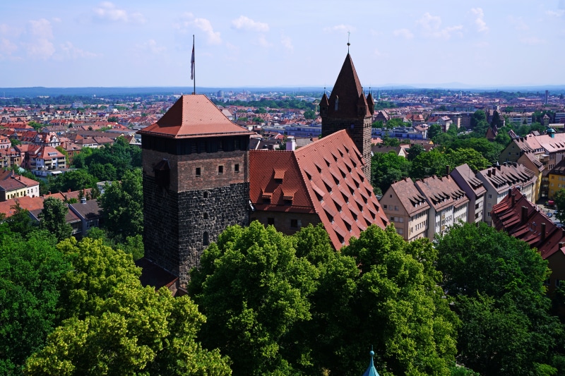 Nuremberg Fortress and Cityscape with Sinwell Tower, Germany