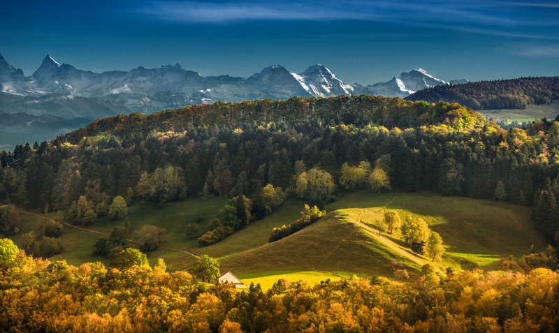 Bernese Highland Mountains in Autumn Scenery