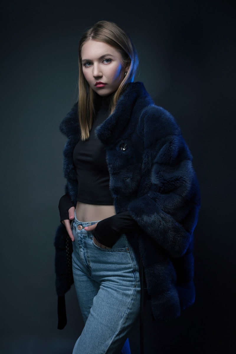 Ulya Ipatova in a fur coat