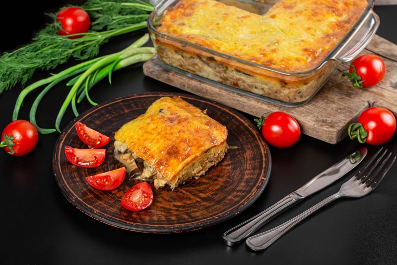 Lasagna with tomatoes and herbs