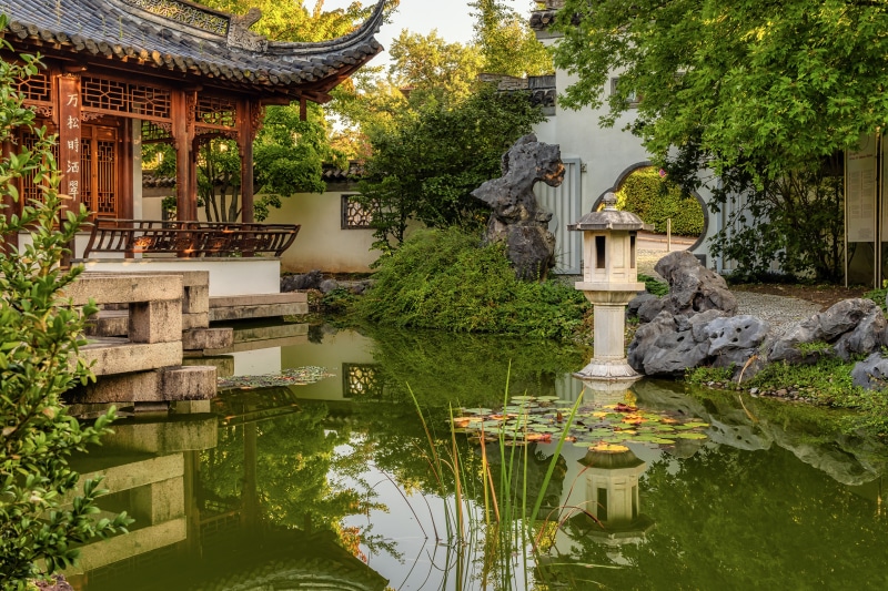 Chinese Garden with Pond and Pagoda in Ludwigsburg, Germany
