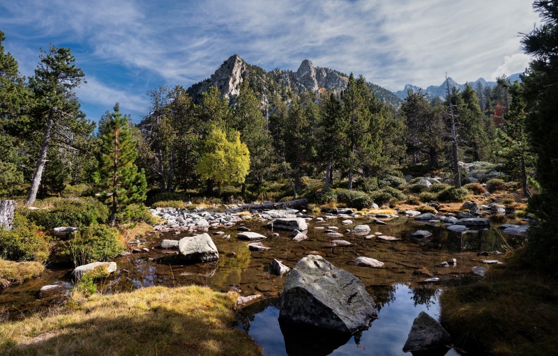 Madriu Valley Mountains with Trees and Stones, Andorra