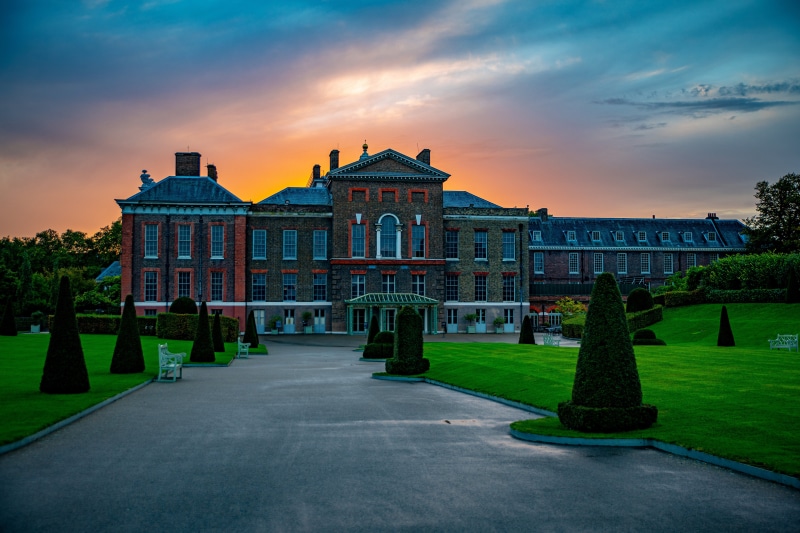 Kensington Palace at sunset, London, England