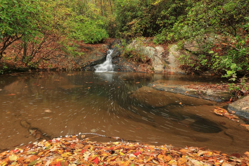 Waterfall in High Shoals Park, Georgia during Autumn