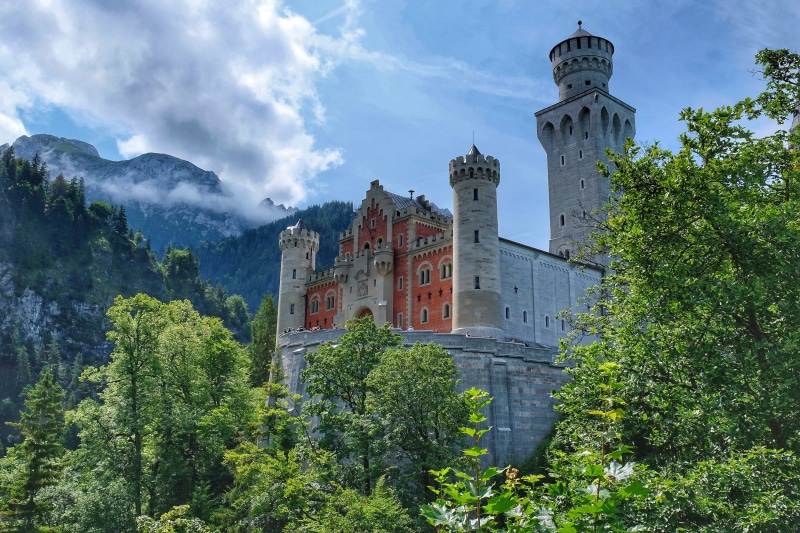 4K Neuschwanstein Castle in Germany with Mountains