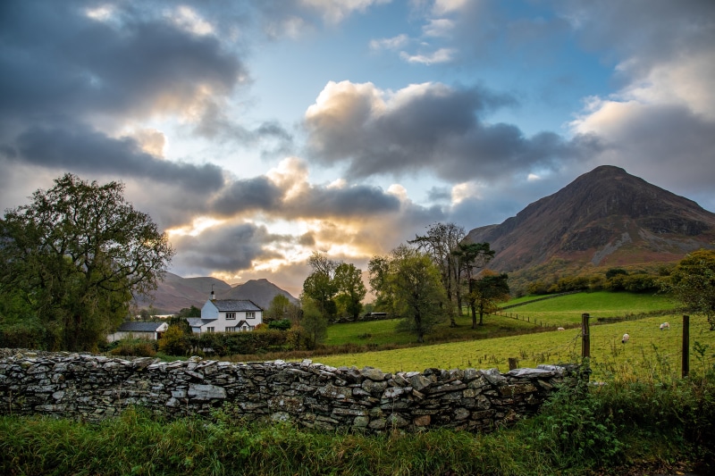 Lake District Cumbria England Mountains and House