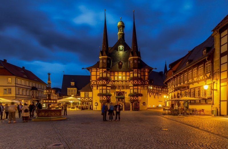 Wernigerode Town Square with Rathaus at Dusk