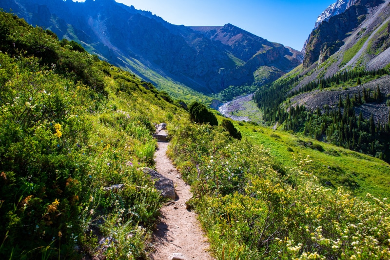 Trail through Ala Archa National Park, Kyrgyzstan