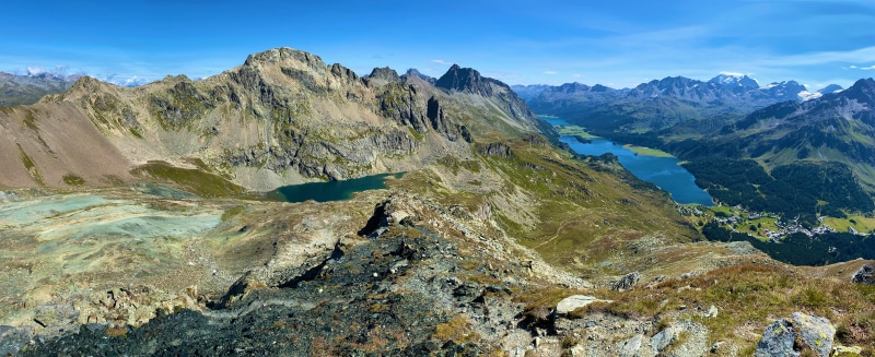 Panorama of Piz Lunghin and the Alps in Switzerland