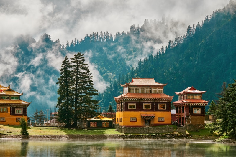 Kuoka Temple by Kuoka Lake, Western Sichuan