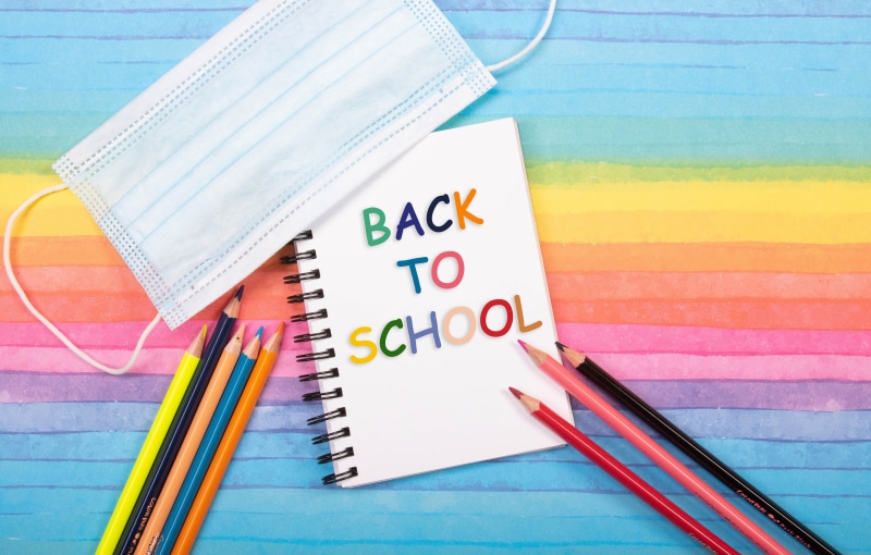Back to School with Face Mask and Pencils