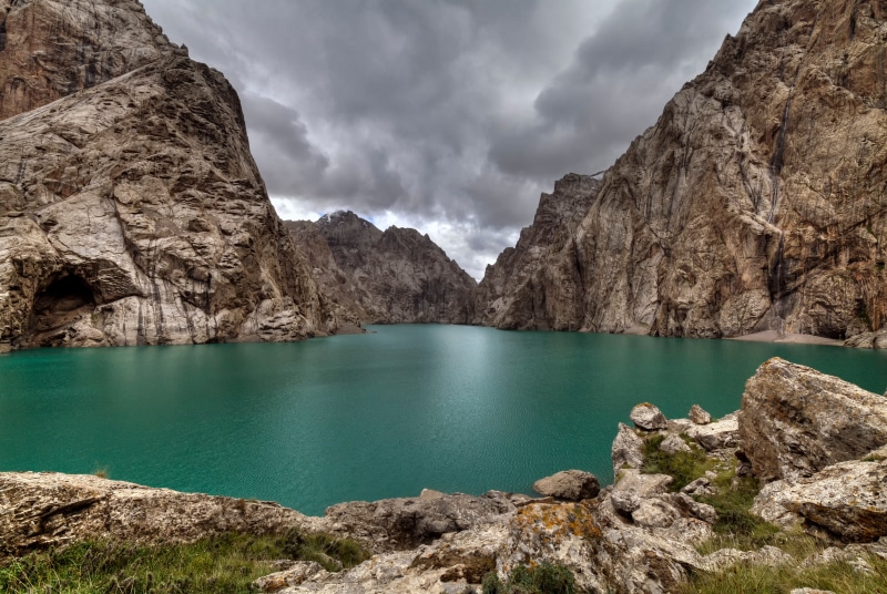Lake Kel Suu, Kyrgyzstan, Mountains, Crag