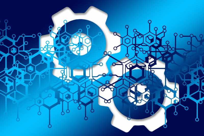 Gears and digital network illustration