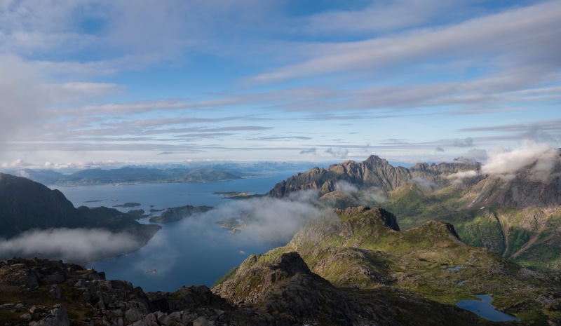 Mountains and Fjord in Lofoten, Norway