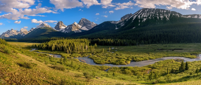 Peter Lougheed Provincial Park Panorama with Mountains and River