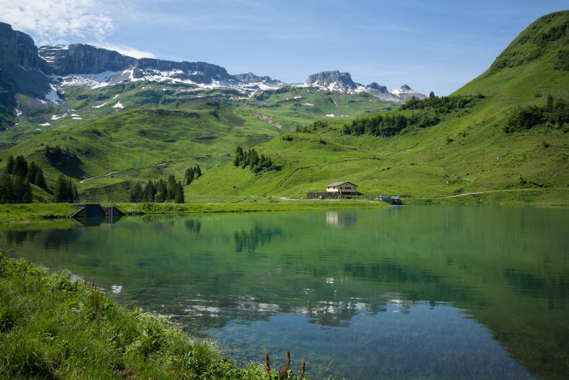 4K Waldisee Lake in Muotathal, Switzerland Alps
