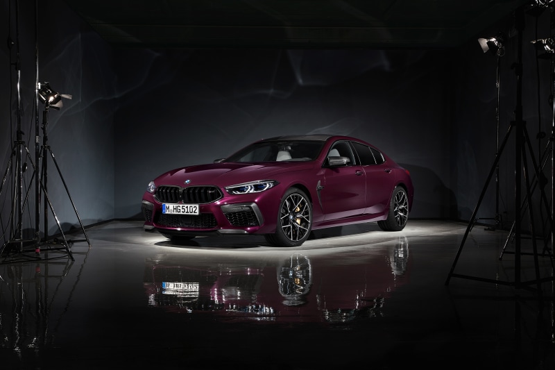 BMW M8 Gran Coupe in wine color