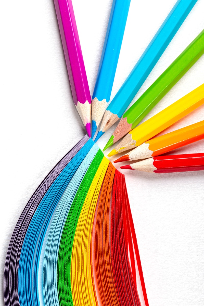 4K Pencils and Rainbow Paper Strips