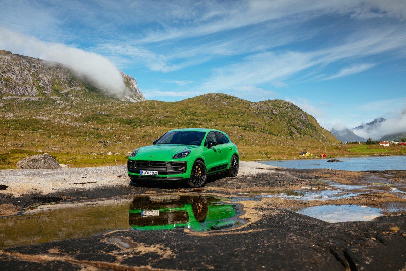 Green Porsche Macan GTS Sport Package in Norway
