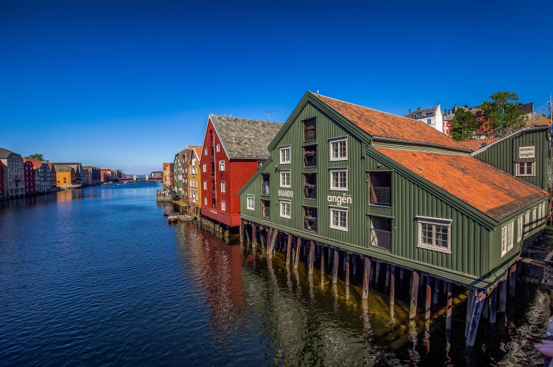 4K Bakklandet Trondheim Norway Houses on River