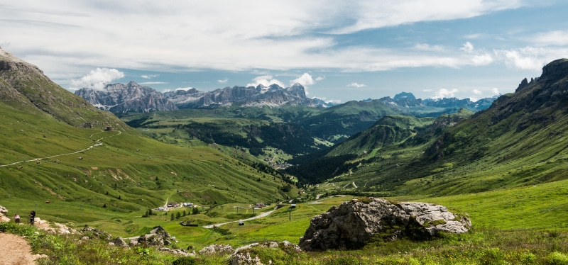 Dolomites Mountains Valley Scenery in Italy