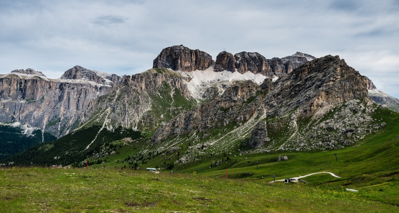 4K Dolomites Pordoi Pass Italy Mountains Alps